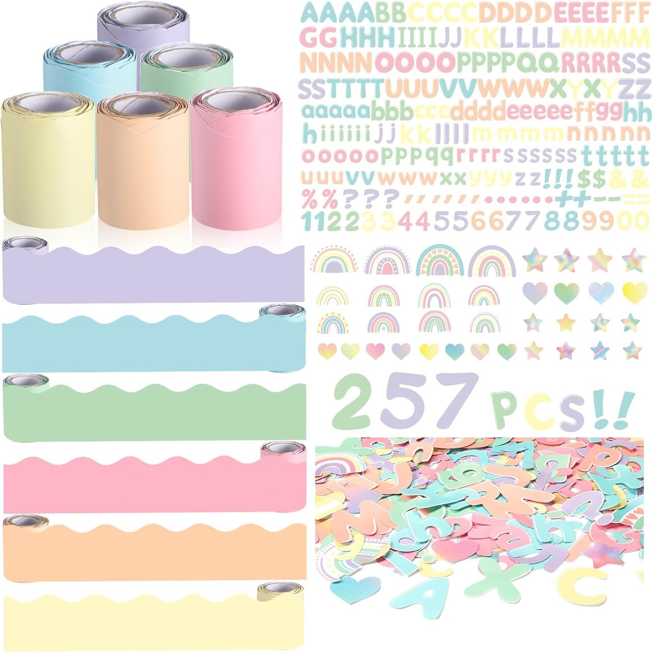 118 ft - Colorful Bulletin Board Decoration Set Bulletin Board Borders Classroom